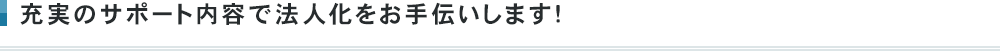 充実のサポート内容で法人化をお手伝いします！