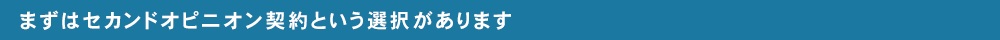 まずはセカンドオピニオン契約という選択があります